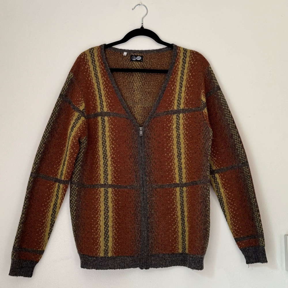 Cheap Monday Brown and Yellow Zip Cardigan size small oversized fit